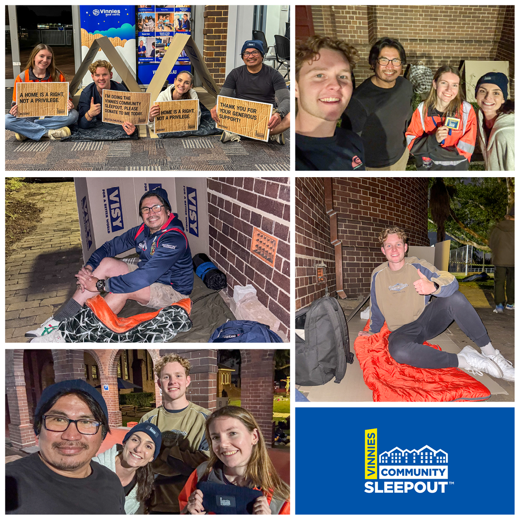Vinnies Community Sleepout 2026 collage Vinnies Community Sleepout 2026 collage