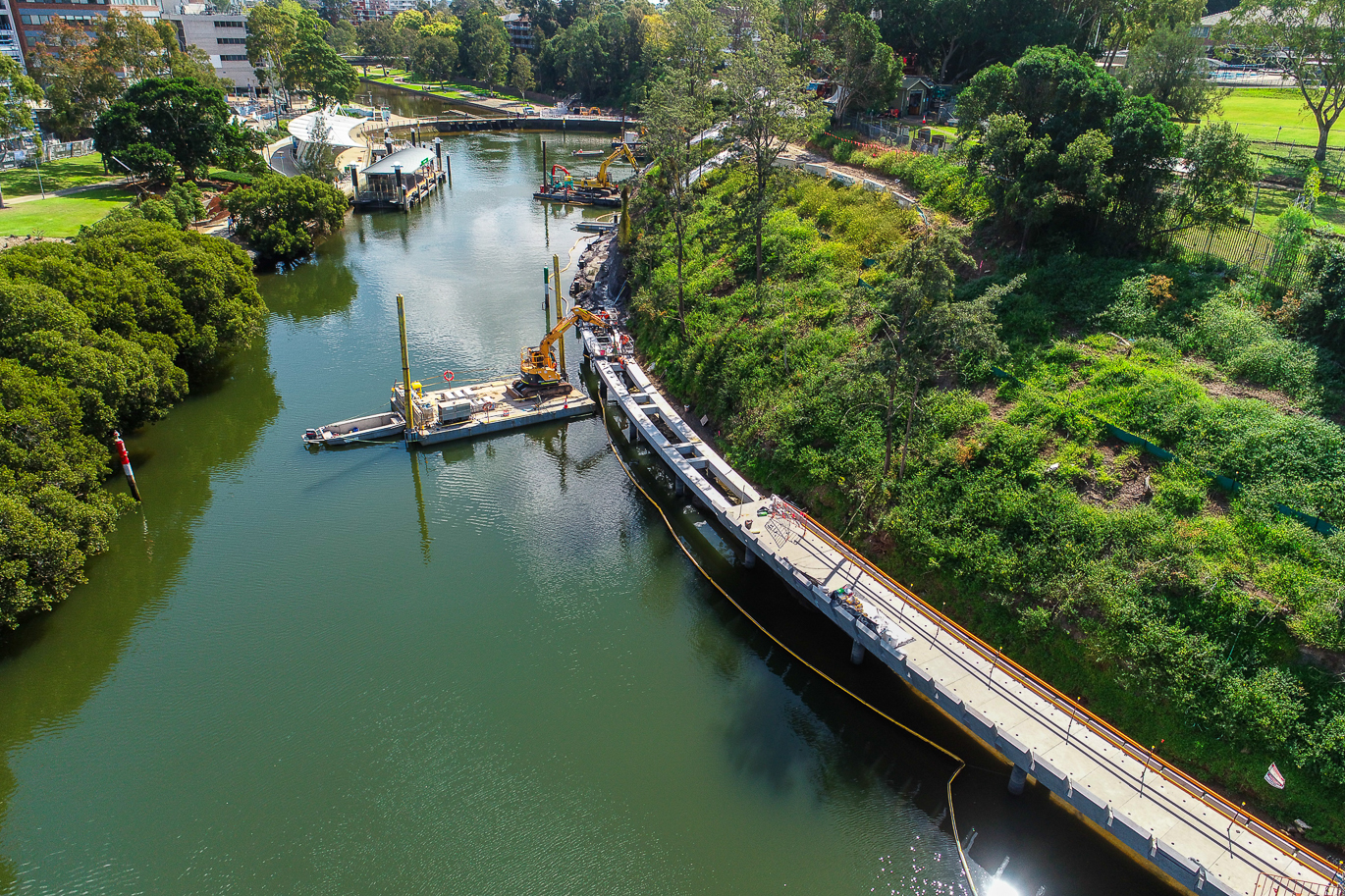 Construction works on the Parramatta Escarpment Boardwalk