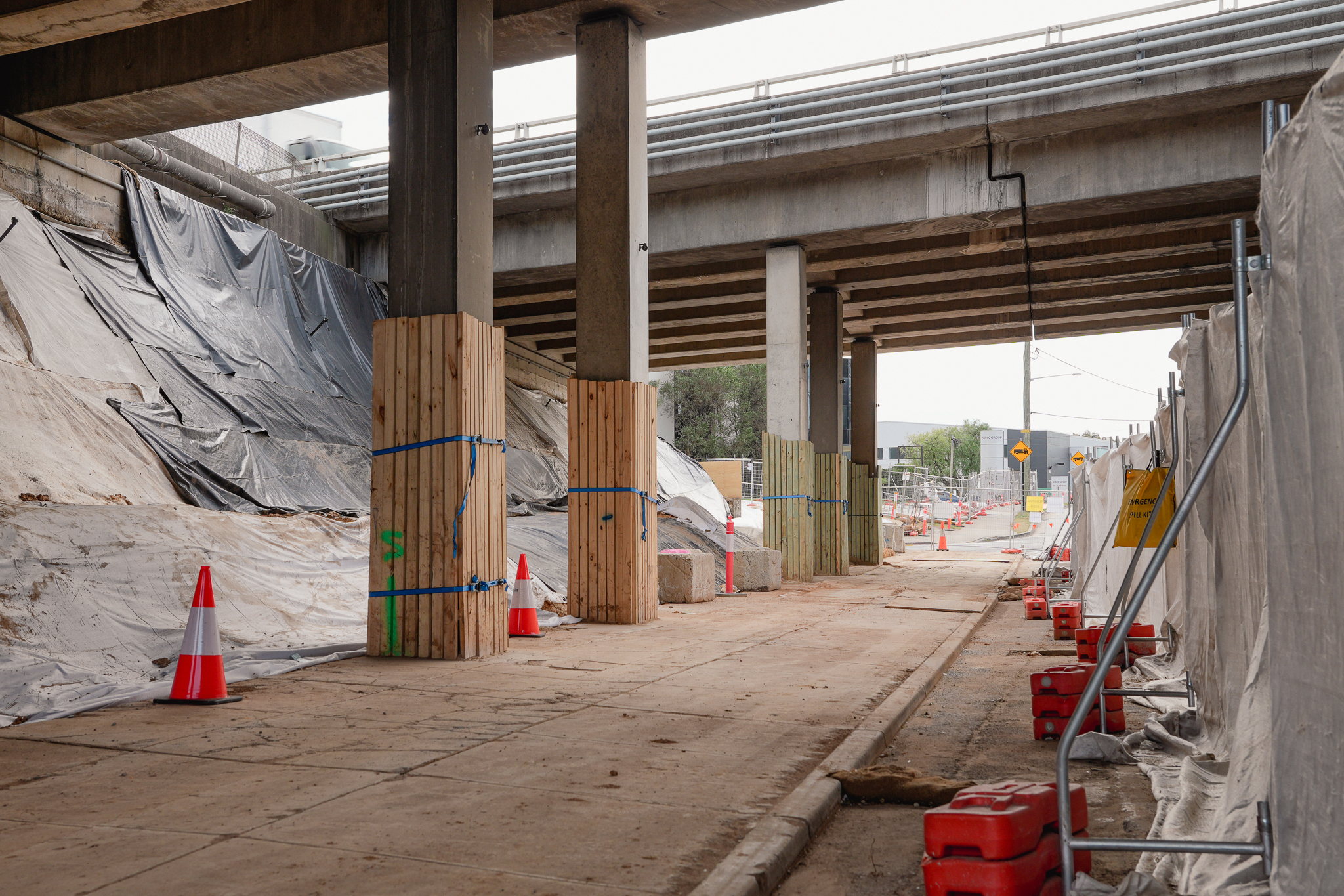 Construction works on the Hill Road Upgrade